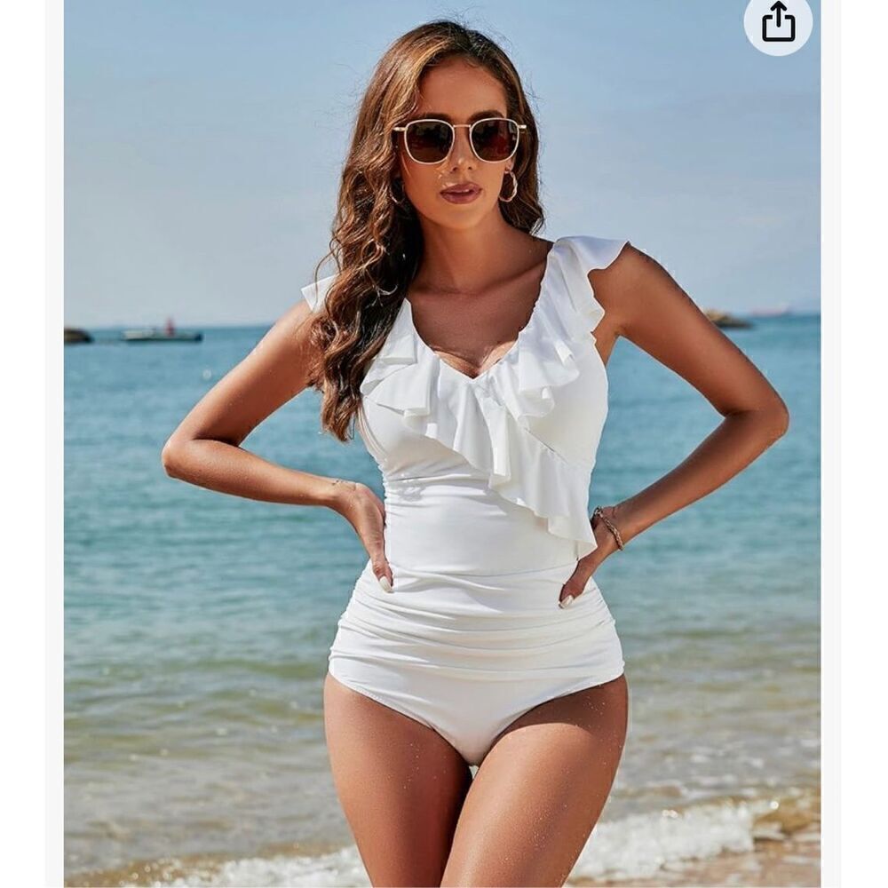 Blooming Jelly Tummy Control Swimsuits Slimming Bathing Suit Ruffle V Neck